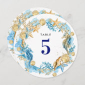Beach | Seaside Seashells Weddenschappen Tafelnumm Kaart (Voorkant / Achterkant)