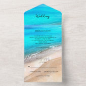 Beach Seaside Summer 3 in 1 Weddenschap All In One Uitnodiging (Binnen)
