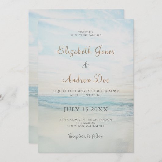 Beach Seaside Sunrise Weddenschap Kaart (Voorkant / Achterkant)