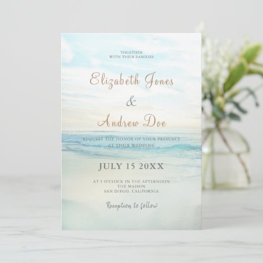 Beach Seaside Sunrise Weddenschap Kaart (Staand voorkant)