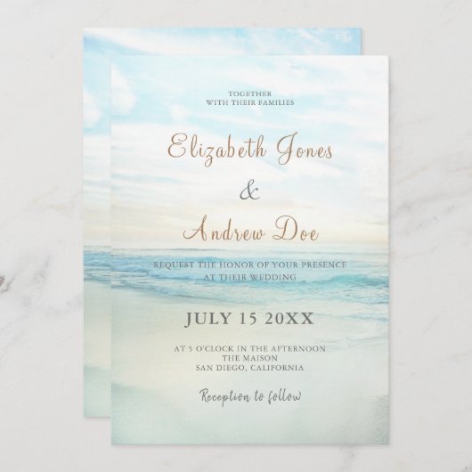 Beach Seaside Sunrise Weddenschap Kaart (Voorkant / Achterkant)