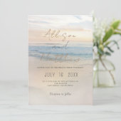 Beach Seaside Sunset bruiloft uitnodiging (Staand voorkant)