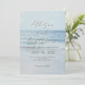 Beach Seaside Wedding Invitation Oceanside Wedding Kaart (Staand voorkant)