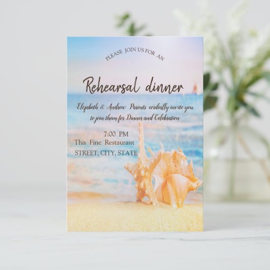 Beach,Seastar,Seashell repesal Dinner Kaart (Staand voorkant)