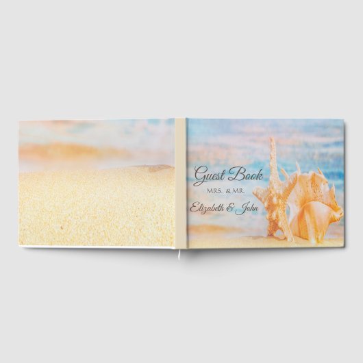 Beach,Seastar,Seashell Wedding Gastenboek (Volledig)