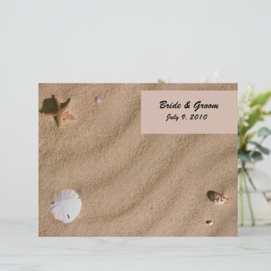 Beach Serenity Folded Wedding Programme (Staand voorkant)