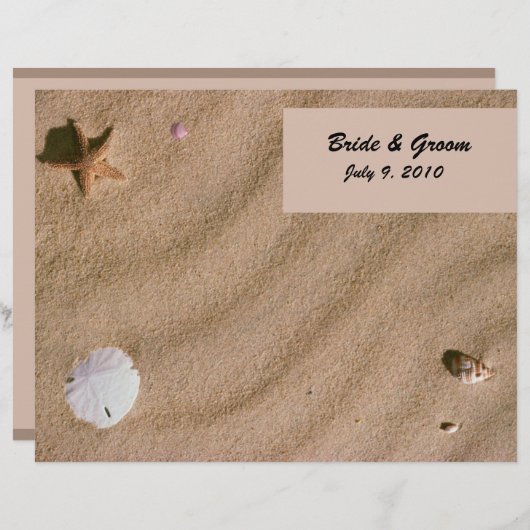 Beach Serenity Folded Wedding Programme (Voorkant / Achterkant)