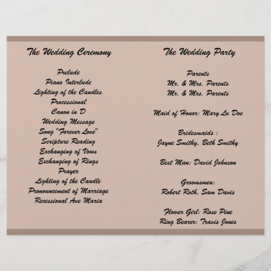 Beach Serenity Folded Wedding Programme (Achterkant)