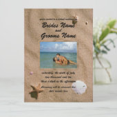 Beach Serenity met Photo Virtual Wedding Kaart (Staand voorkant)