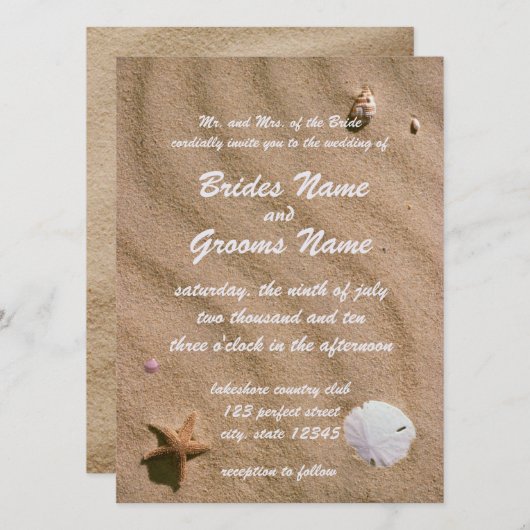 Beach Serenity Wedding Kaart (Voorkant / Achterkant)