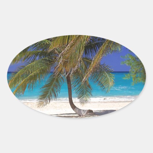 Beach Seven Mile Grand Cayman Ovale Sticker (Voorkant)
