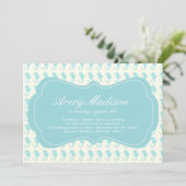Beach Shabby Chic Seahorse Invitation party blue Kaart (Staand voorkant)