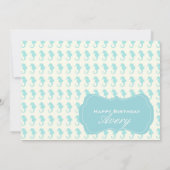 Beach Shabby Chic Seahorse Invitation party blue Kaart (Achterkant)