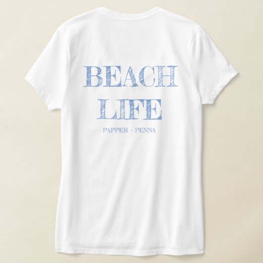 Beach Shack Life 1; Tshirt; Vneck; Blauw T-shirt (Laag Achter)