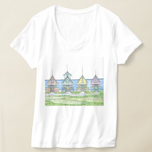 Beach Shack Life 1; Tshirt; Vneck; Blauw T-shirt (Laagn)