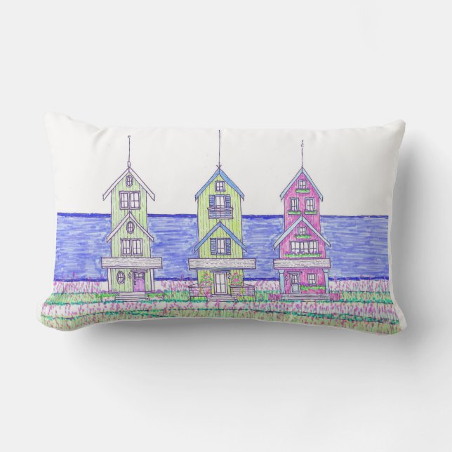 Beach Shacks Lumbar Pillow Buitenkussen (Voorkant)