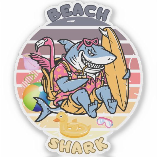 Beach Shark Adventures Sticker (Voorkant)