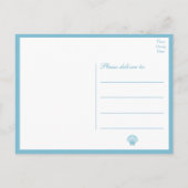 Beach Shell Blue Nautical Wedding Dank u Uitnodiging Briefkaart (Achterkant)