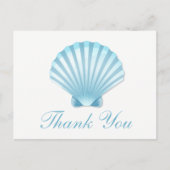 Beach Shell Blue Nautical Wedding Dank u Uitnodiging Briefkaart (Voorkant)