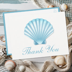 Beach Shell Blue Nautical Wedding Dank u Uitnodiging Briefkaart