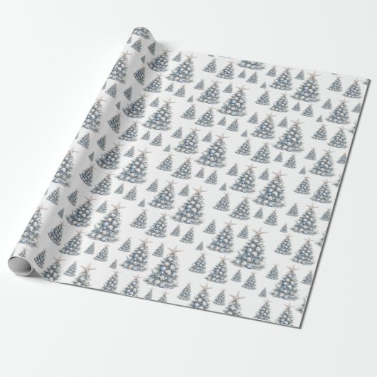 Beach Shell Christmas Tree Pattern Cadeaupapier (Uitgerold)