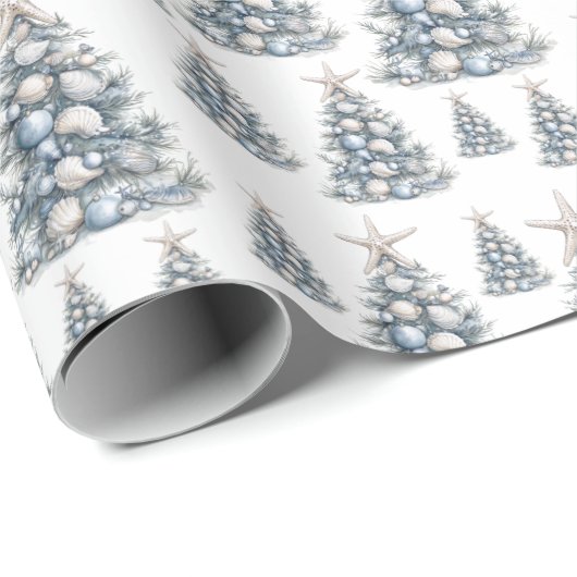 Beach Shell Christmas Tree Pattern Cadeaupapier (Rol Hoek)