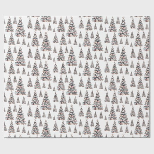 Beach Shell Christmas Tree Pattern Cadeaupapier (Vlak)
