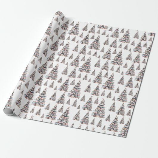 Beach Shell Christmas Tree Pattern Cadeaupapier (Uitgerold)