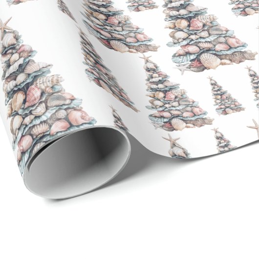 Beach Shell Christmas Tree Pattern Cadeaupapier (Rol Hoek)
