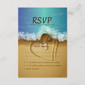 Beach Shell Couple RSVP Weddenskaart Kaartje