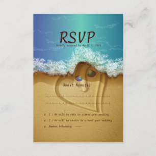 Beach Shell Couple RSVP Weddenskaart Kaartje