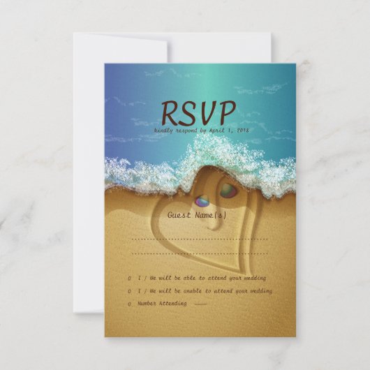 Beach Shell Couple RSVP Weddenskaart Kaartje (Voorkant)