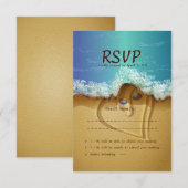Beach Shell Couple RSVP Weddenskaart Kaartje (Voorkant / Achterkant)