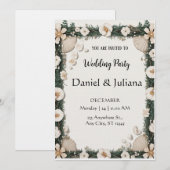 Beach Shell & Floral Frame Engagement Invitation Kaart (Voorkant / Achterkant)