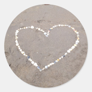Beach Shell Heart Ronde Sticker