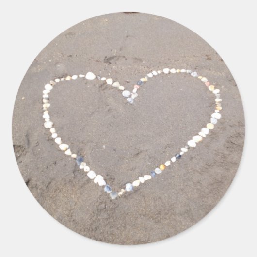 Beach Shell Heart Ronde Sticker (Voorkant)