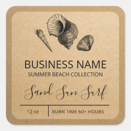 Beach Shell Kraft Paper Soy Candle Labels