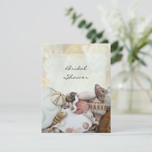 Beach Shells Bridal Shower Uitnodiging (Staand voorkant)