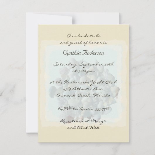 Beach Shells Bridal Shower Uitnodiging (Achterkant)