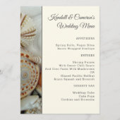Beach Shells Ecru Wedding Menu Sjabloon (Voorkant)