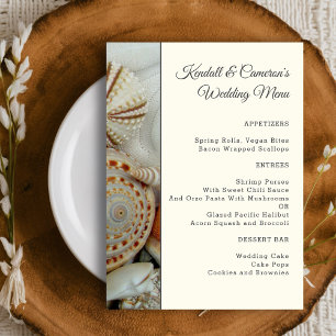 Beach Shells Ecru Wedding Menu Sjabloon