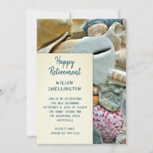 Beach Shells Happy Retirement Party Invitation Kaart