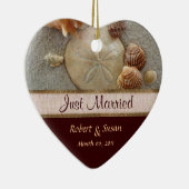 Beach Shells Heart Shaped Wedding Favor Keramisch Ornament (Rechts)
