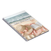 Beach Shells Ocean Peach Bow Hat Blanket Notitieboek (Rechterzijde)