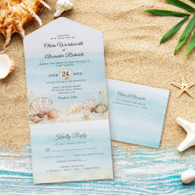 Beach Shells Ocean Tropical Waterverf Wedding