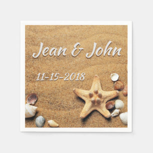 Beach Shells Personalized Wedding Servet