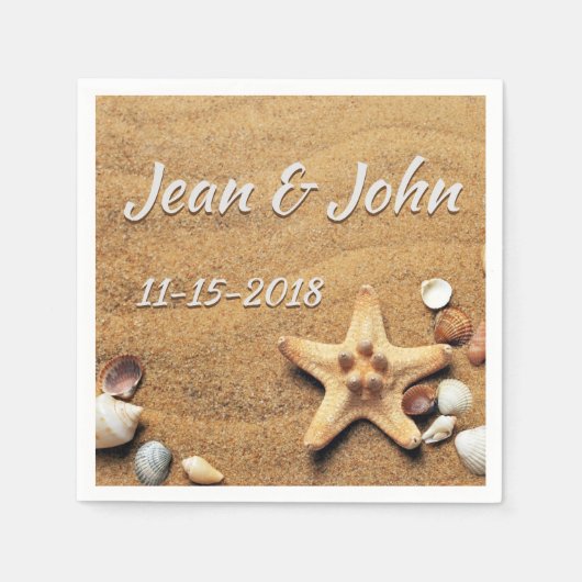 Beach Shells Personalized Wedding Servet (Voorkant)