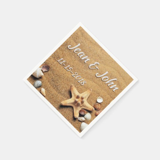 Beach Shells Personalized Wedding Servet (Hoek)