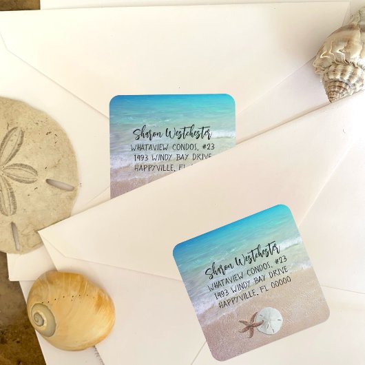 Beach Shells Retour Adres Envelope Seal Ronde Sticker