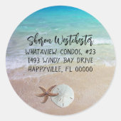 Beach Shells Retour Adres Envelope Seal Ronde Sticker (Voorkant)